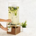 Mid-Century 3 Gallon Square Beverage Dispenser with Walnut and Brass Base and Ice Chamber